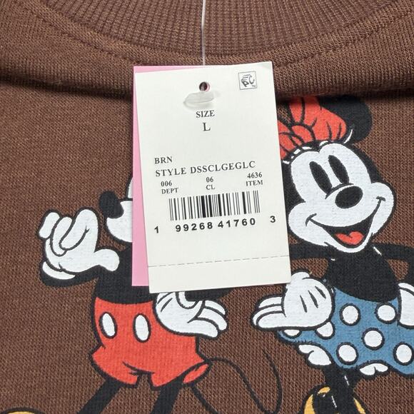 Disney Mickey & Friends Womens Size Large Graphic Sweatshirt Unbothered Brown - Picture 8 of 8